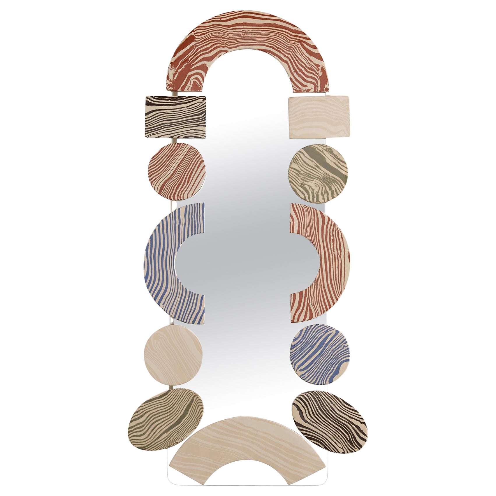 Multi-Coloured "FLOOR" Large Rectangle Ceramic Mirror For Sale