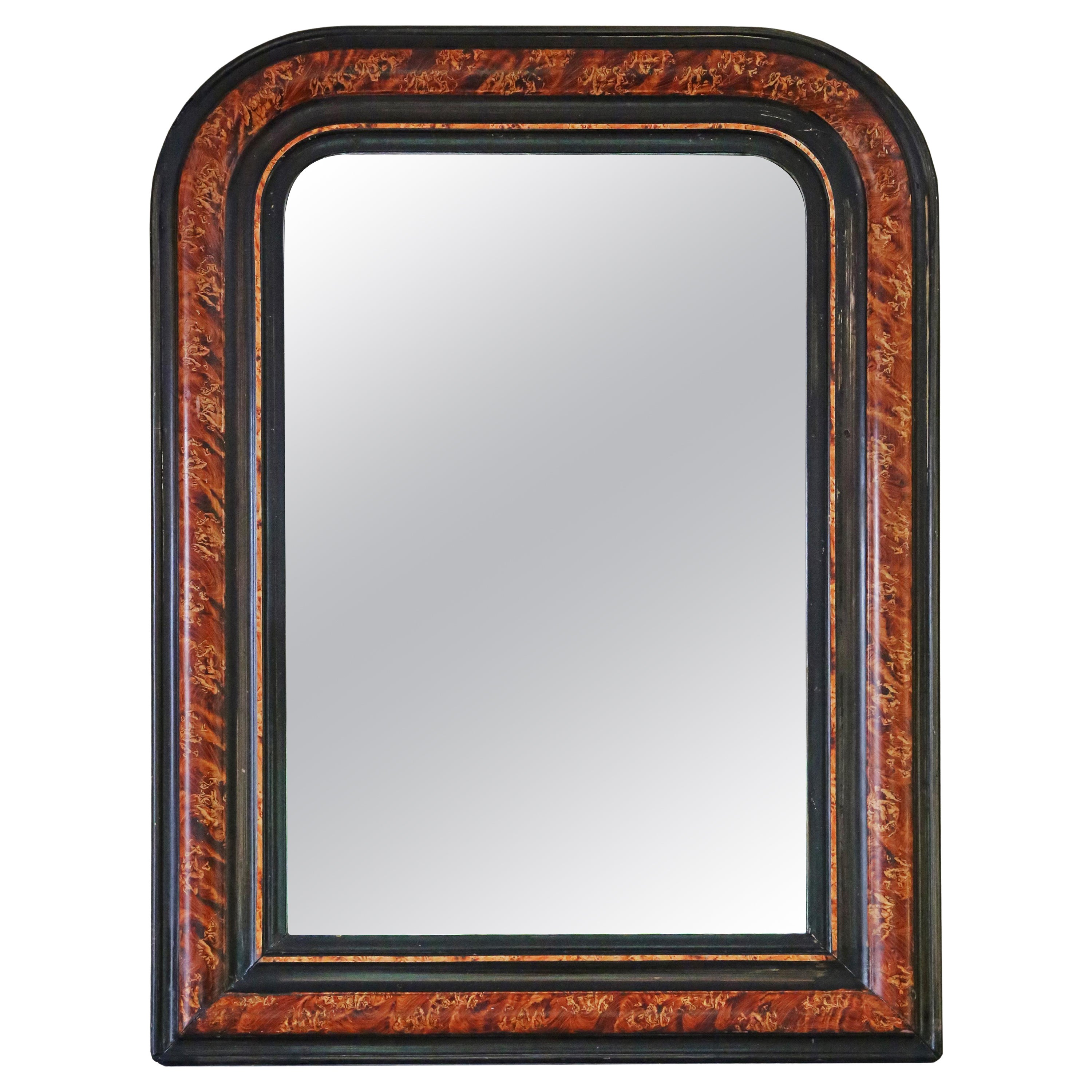 Antique large 19th Century quality faux tortoise shell and ebonised wall mirror For Sale