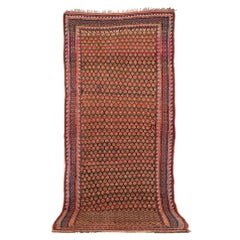 Antique Kurdish Pink and Red Wool Floor Rug, Late 1800s