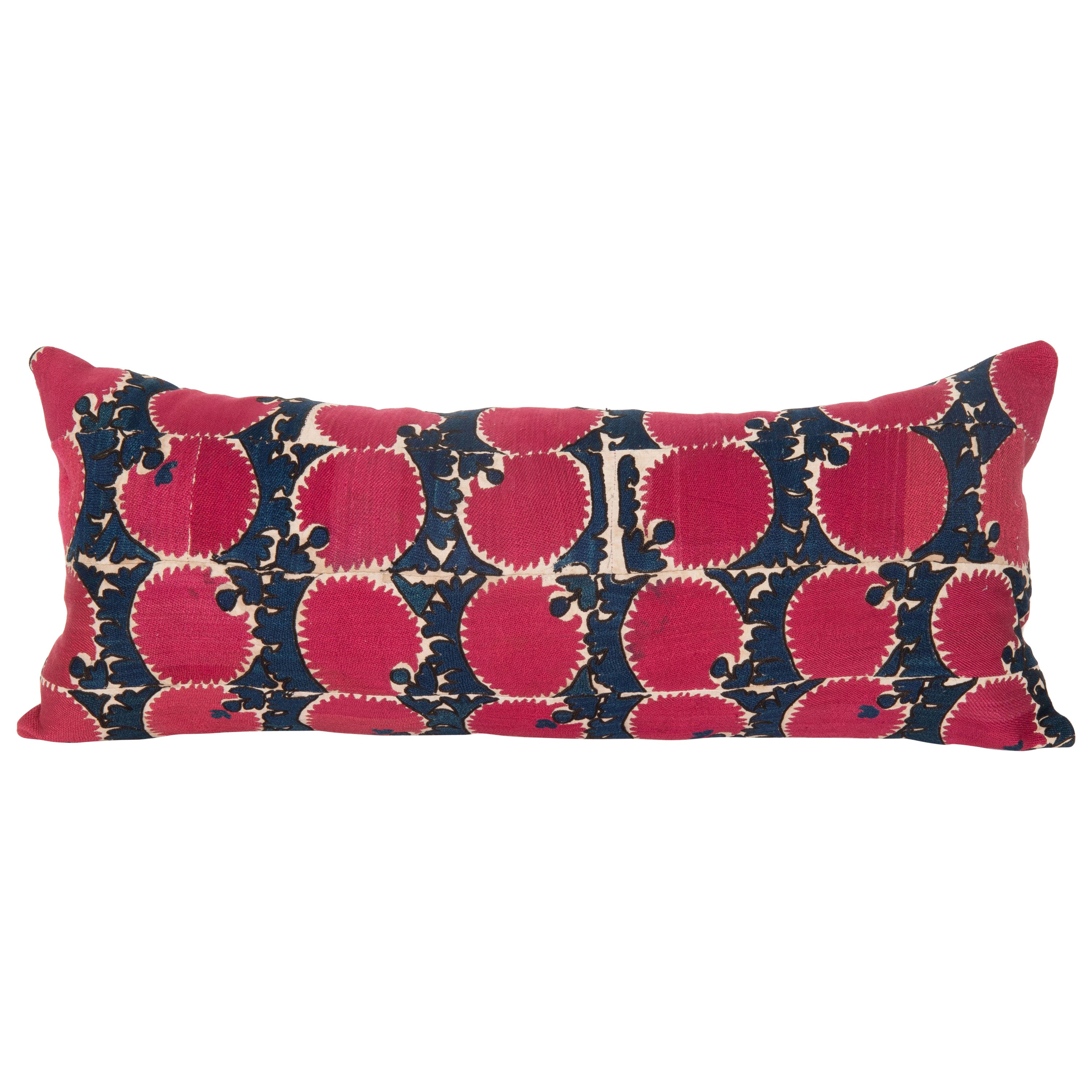 Antique pillow cover Made from a 19th C. Suzani Fragment For Sale