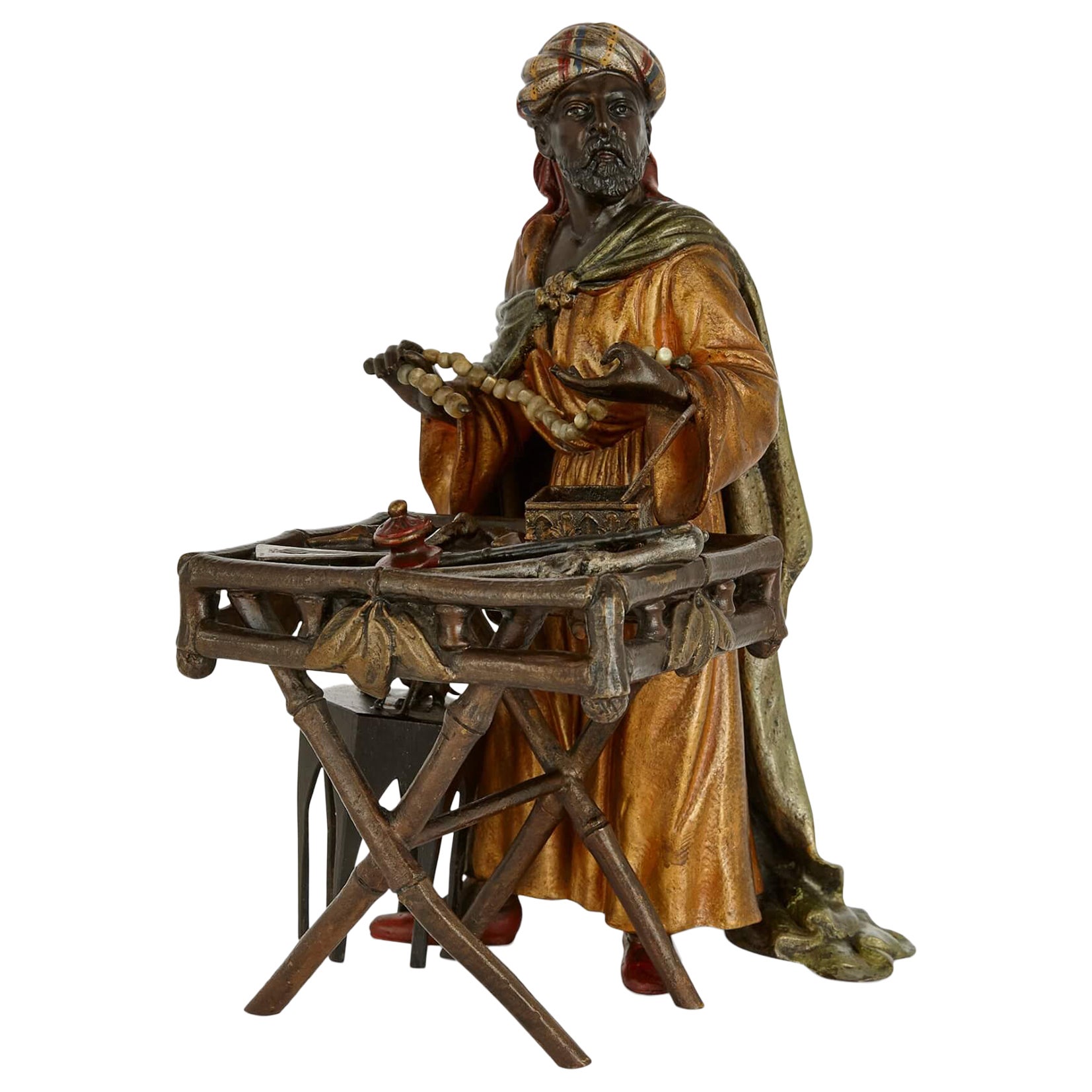 Viennese Cold-Painted Bronze of an Arab Merchant  For Sale