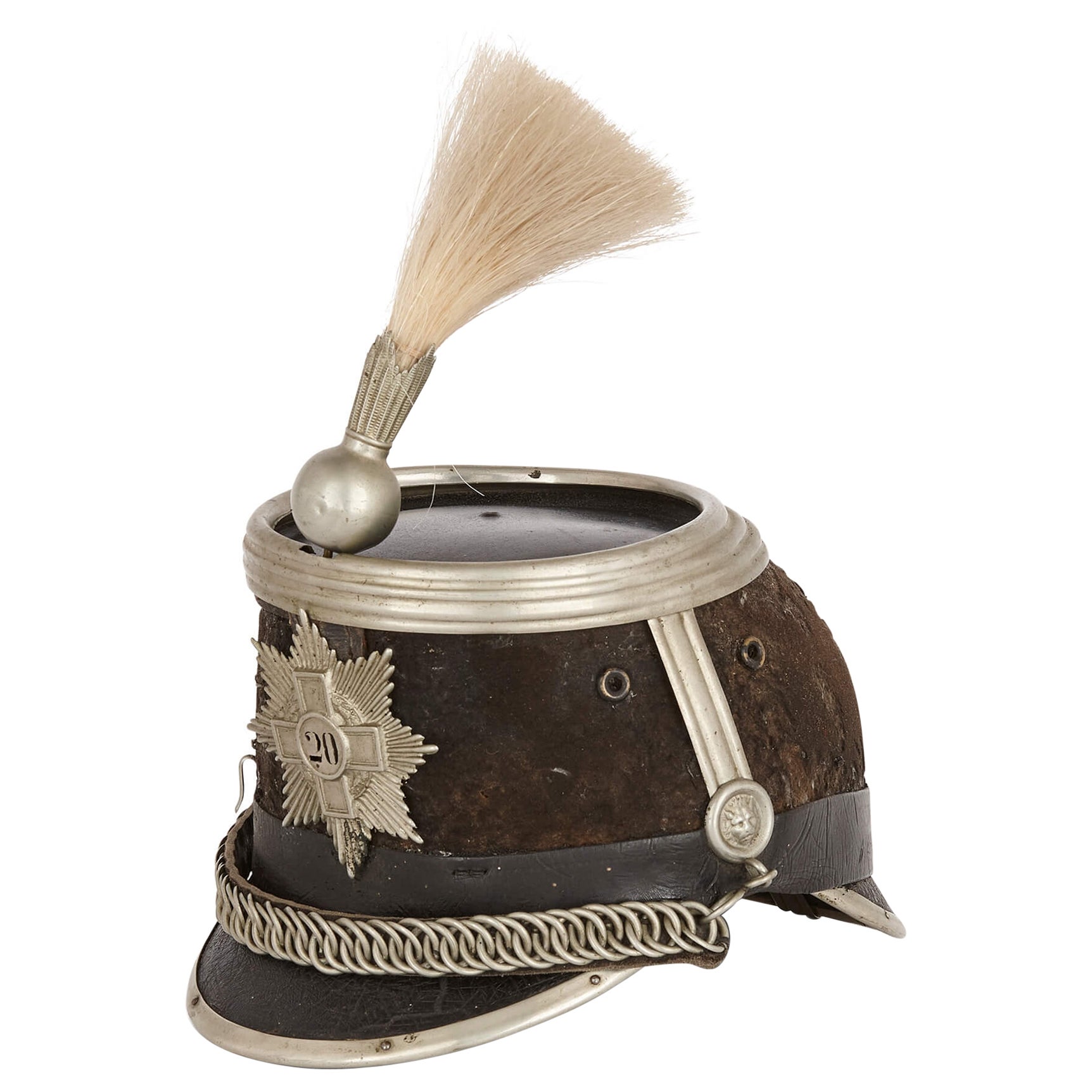 Swiss Shako Helmet Made From Leather and Felt  For Sale