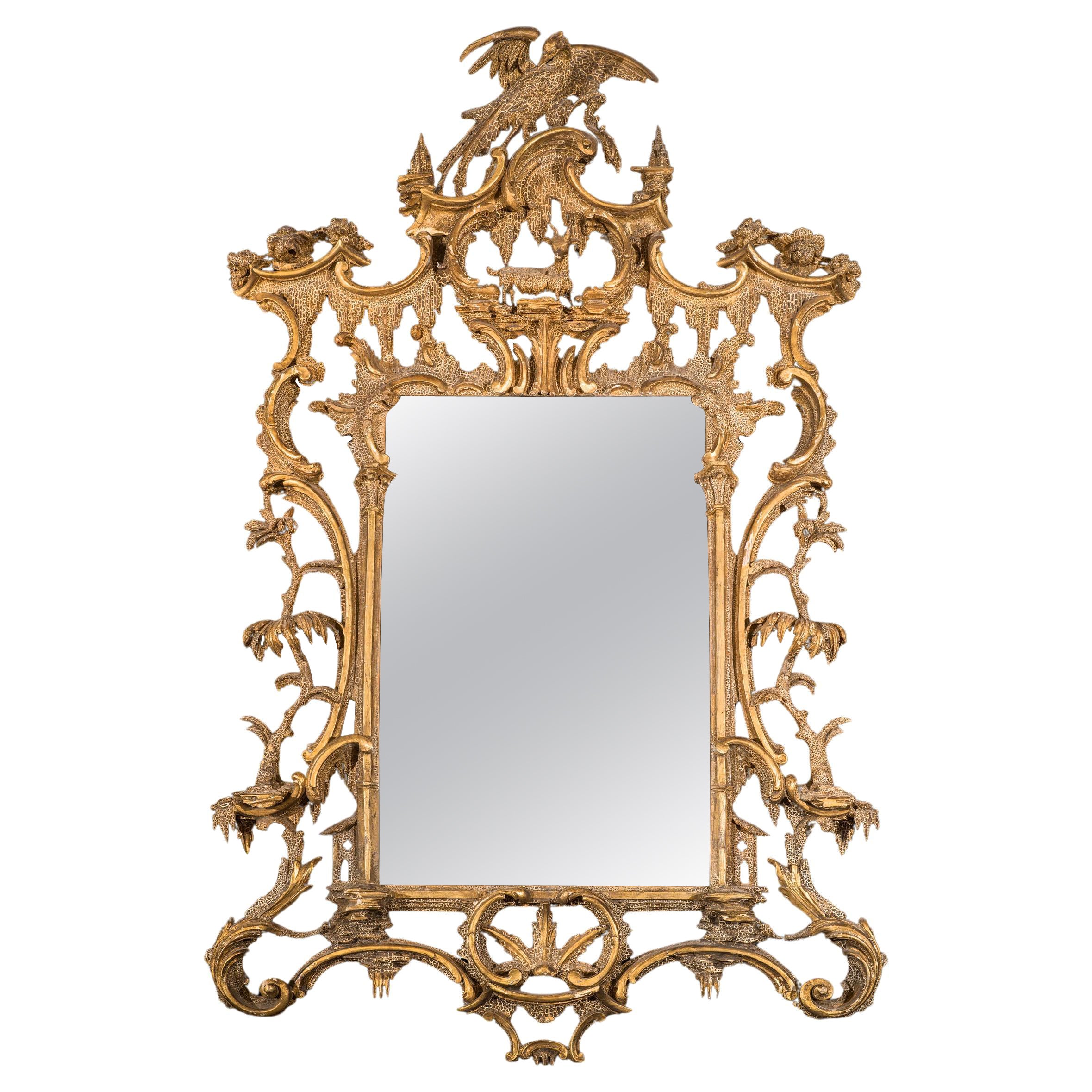 Large and Unusual 19th Century Craquelure Wall Mirror For Sale