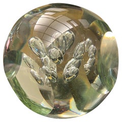 Murano Clear Glass Paperweight Air Bubbles Included 1960s