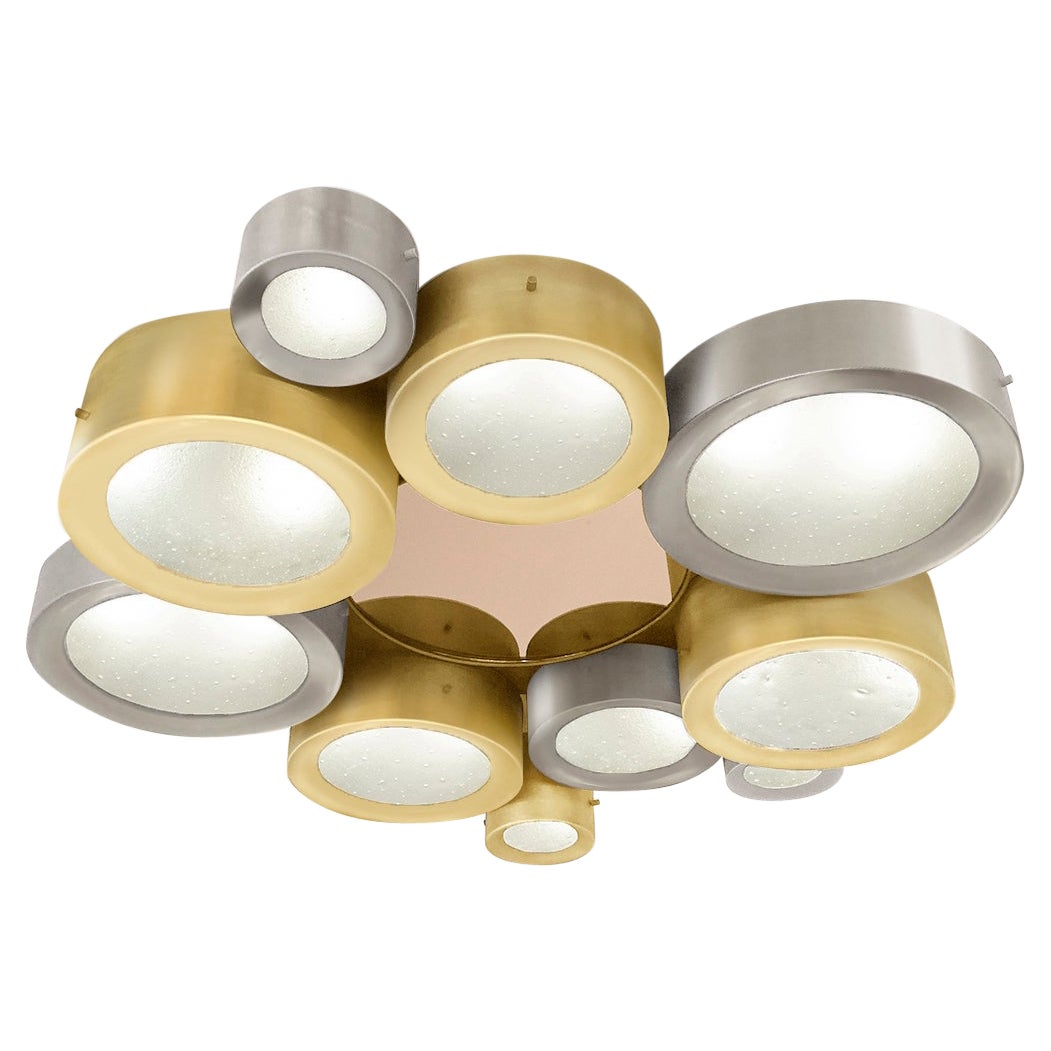 Helios 44 Ceiling Light by Gaspare Asaro-Satin Brass and Satin Nickel For Sale