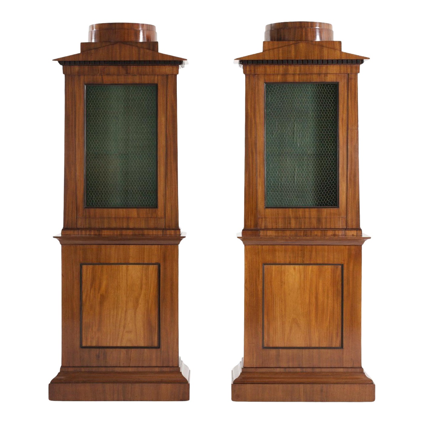 19th Century German Biedermeier Pair of Mahogany Bookcase, Library Cabinets