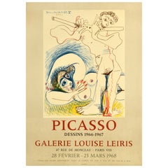 Original Vintage Art Exhibition Poster Picasso Drawings Galerie Louise Leiris