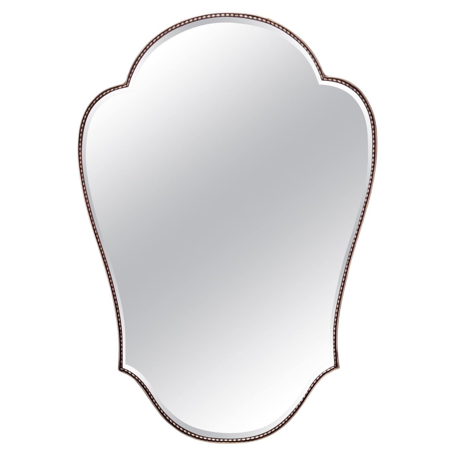 Vintage Brass Shield Shaped Beveled Wall Mirror, Italy