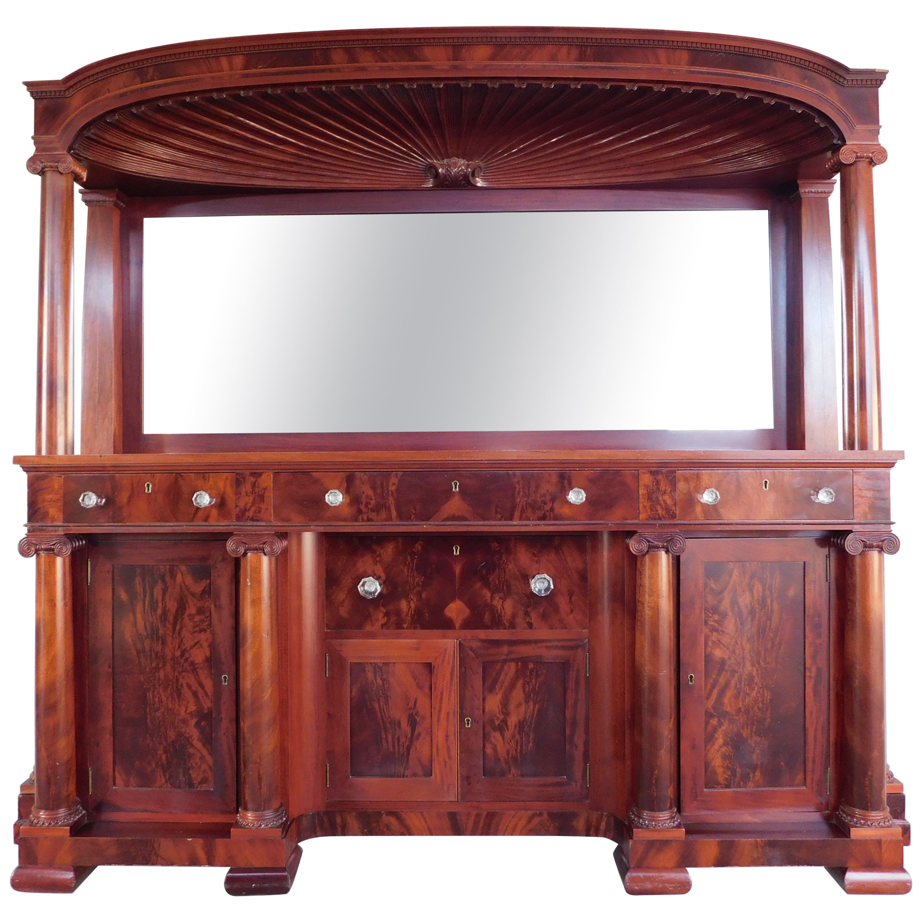 Antique Early 20th Century Mahogany Empire Revival Sideboard For Sale