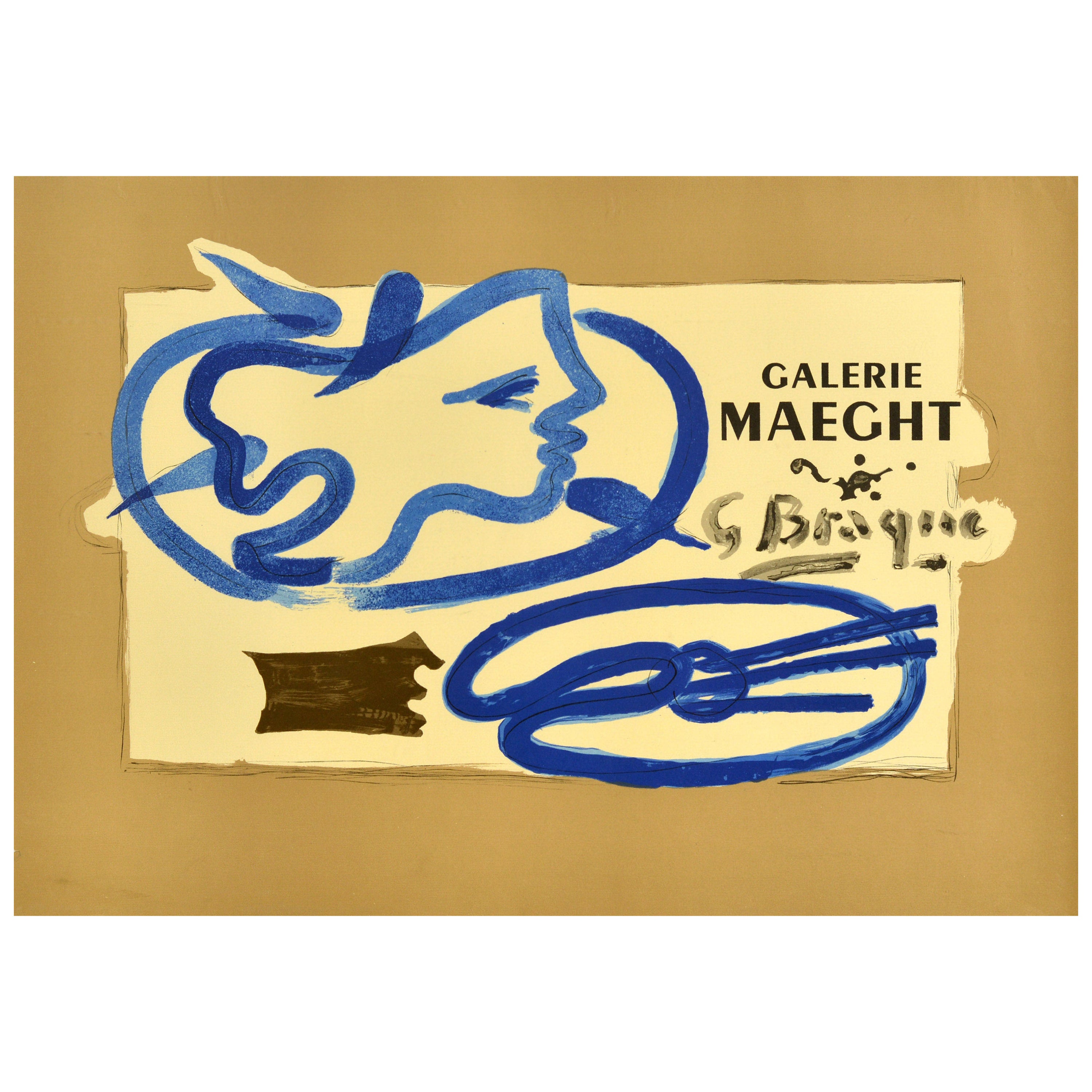 Original Vintage Art Exhibition Advertising Poster Georges Braque Galerie Maeght For Sale