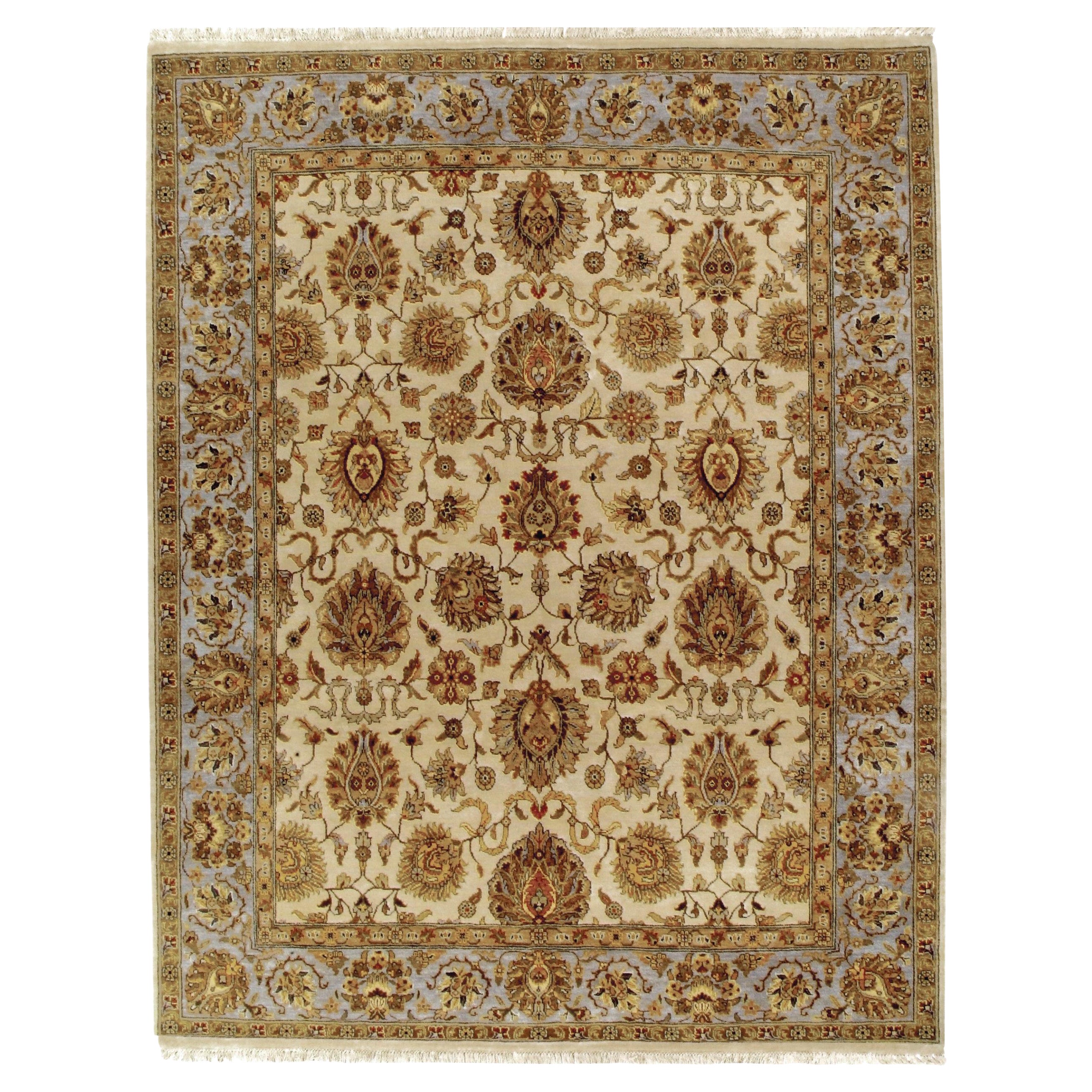 Luxuriöser traditioneller handgeknüpfter Sultanabad Teppich Elfenbein und Hellblau 12x18 im Angebot