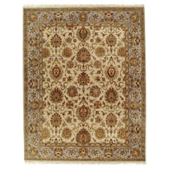 Luxury Traditional Hand-Knotted Sultanabad Ivory and Light Blue 12x18 Rug