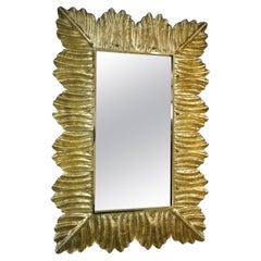 Murano Gold Color Glass and Brass Mid-Century Wall Mirror, 2000