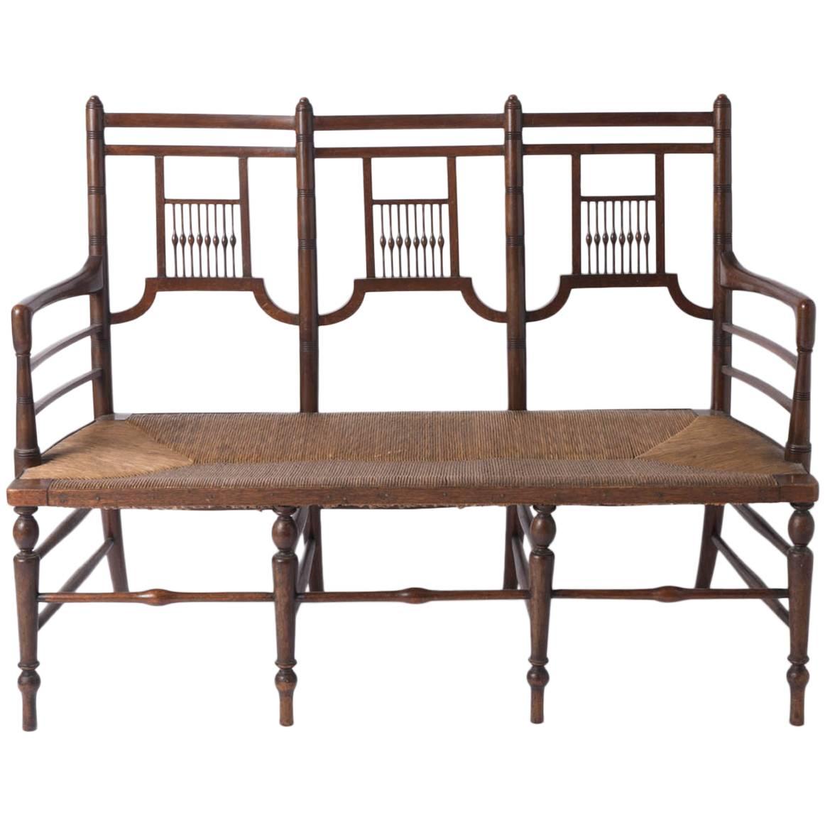 Rare and Fine Mahogany Settee in the Sussex Style of William Morris