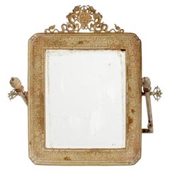Vintage Chinese Brass Double Happiness Mirror, 20th C