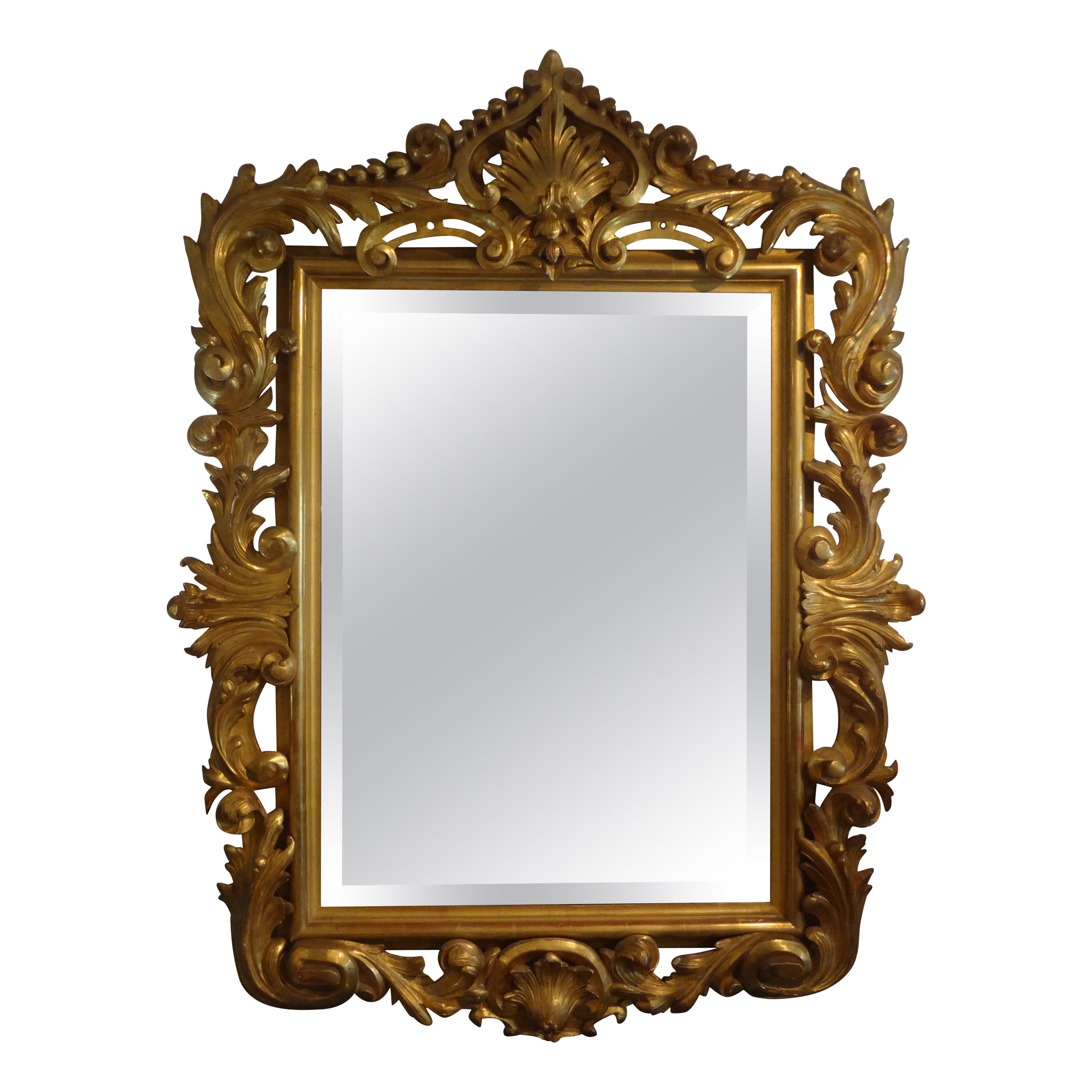 Miroir en bois doré de style baroque italien du 19e siècle