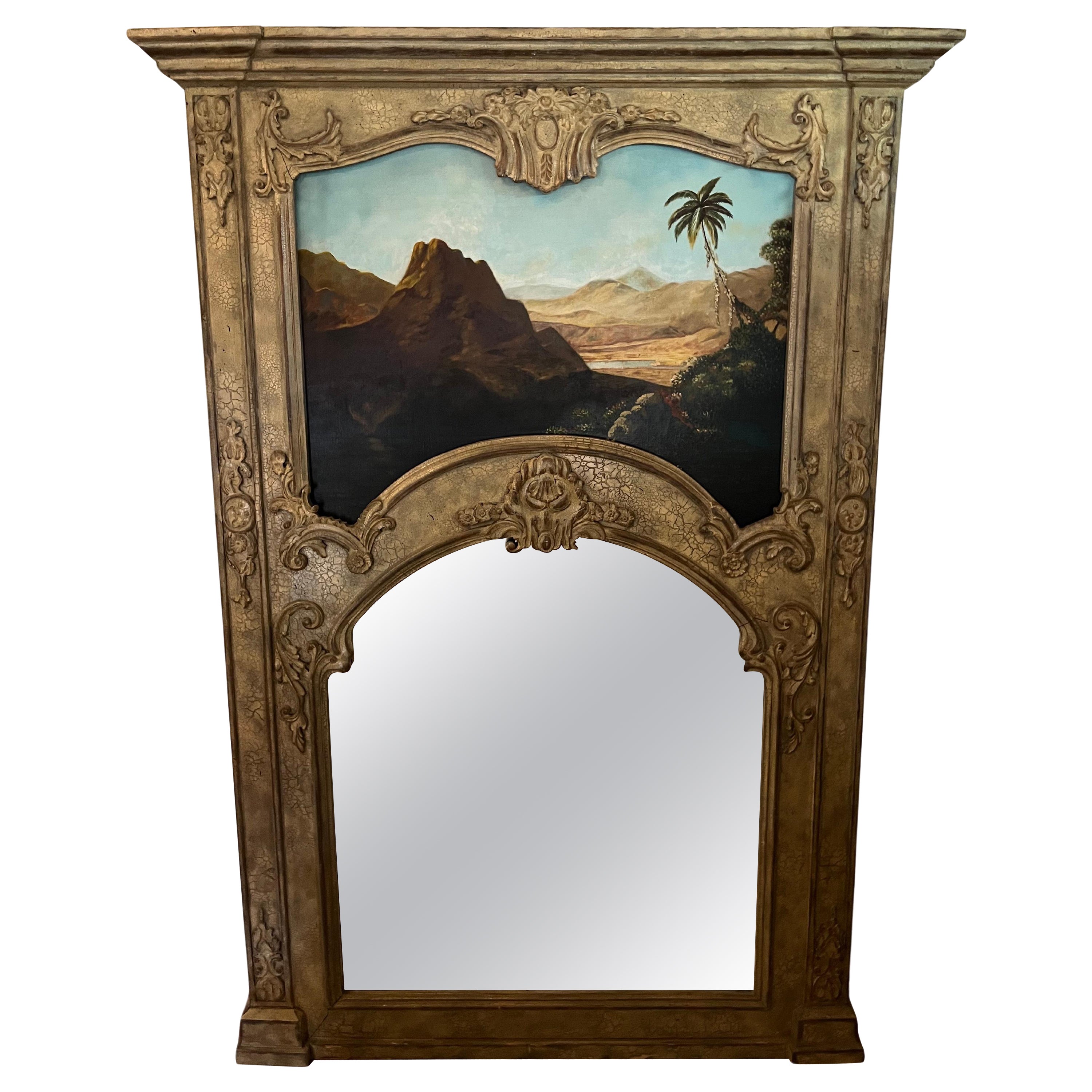 Louis XIV Style Trumeau Mirror For Sale