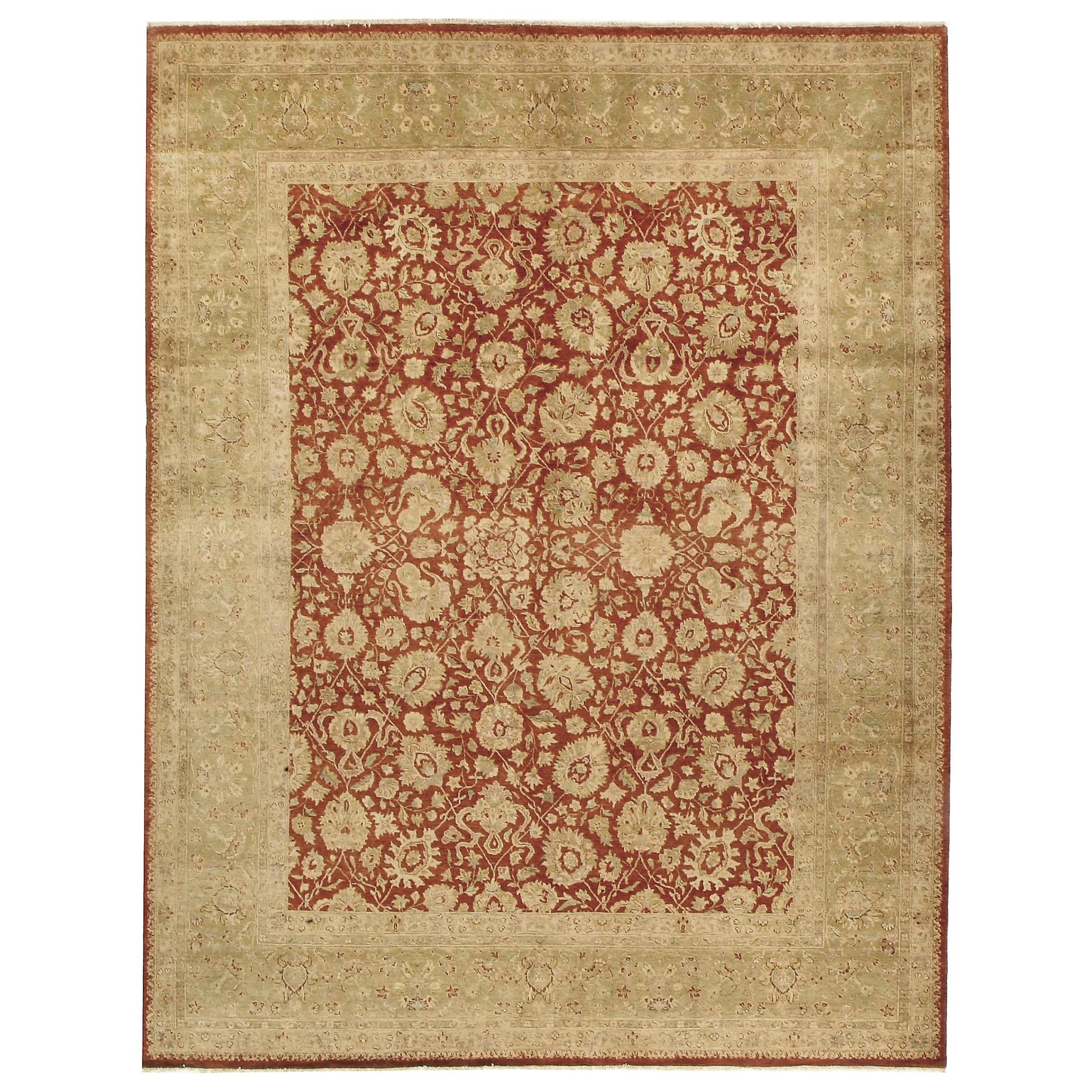 Luxury Traditional Hand-Knotted Isphahan Rust/Gold 12x18 Rug For Sale