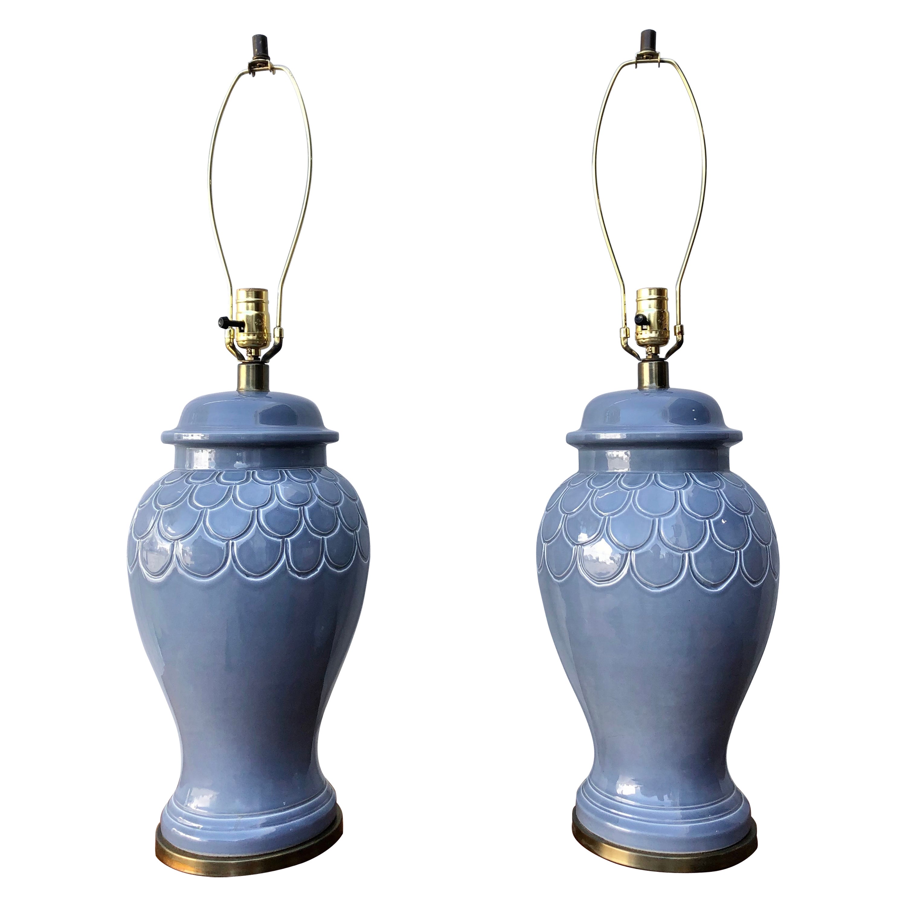 A Pair of Asian-Inspired Hollywood Regency Ginger Jar Ceramic Lamps. C 1960s  For Sale