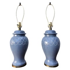 A Pair of Asian-Inspired Hollywood Regency Ginger Jar Ceramic Lamps. C 1960s