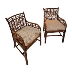 A Pair of Chinoiserie Style Bamboo Armchairs, Mid 20th Century