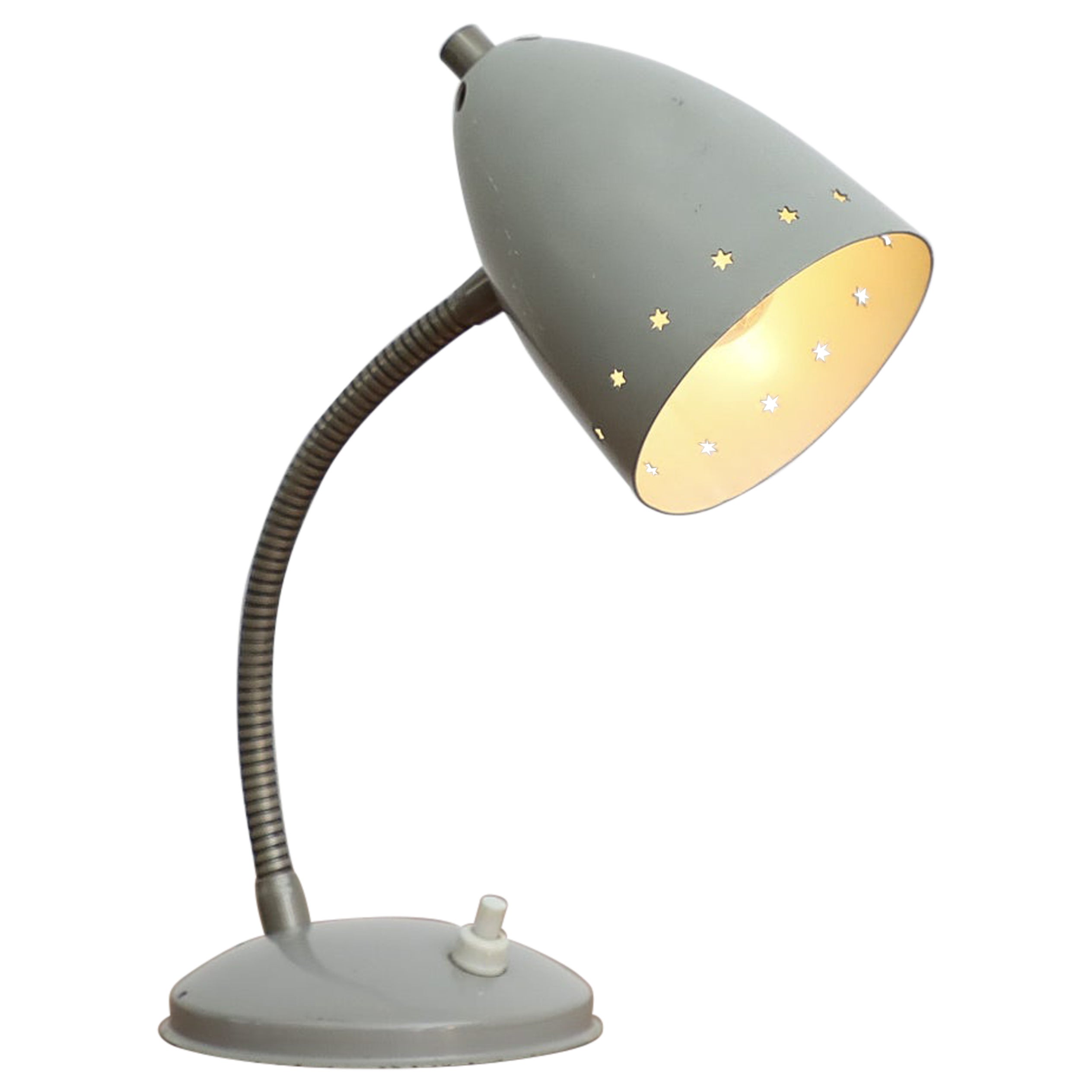 Little Grey Mid-Century Hala Zeist Reading Lamp with Star Cut-outs on Shade For Sale