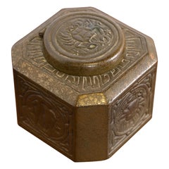 Tiffany Studios New York Zodiac Bronze Doré Inkwell