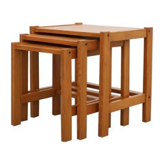 Set of Three Ate Van Apeldoorn Inspired Mid-Century Pine Nesting Tables