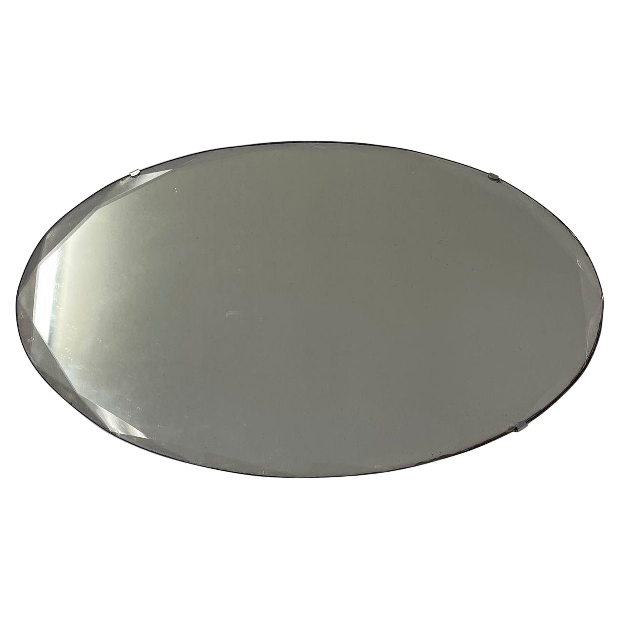 Vintage Oval Mirror With Beveled Edging Uk Import. For Sale