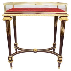 Used Louis XVI Style Mahogany & Ormolu Mounted Bijouterie Vitrine Table -Henri Dasson