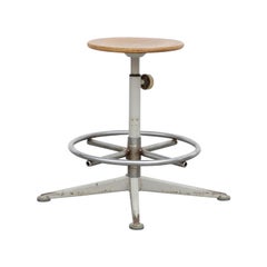 Friso Kramer Height Adjustable Drafting Stool with Footrest