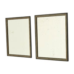 Used 19th Century French Black Gilded Wall Mirrors, Set of 2