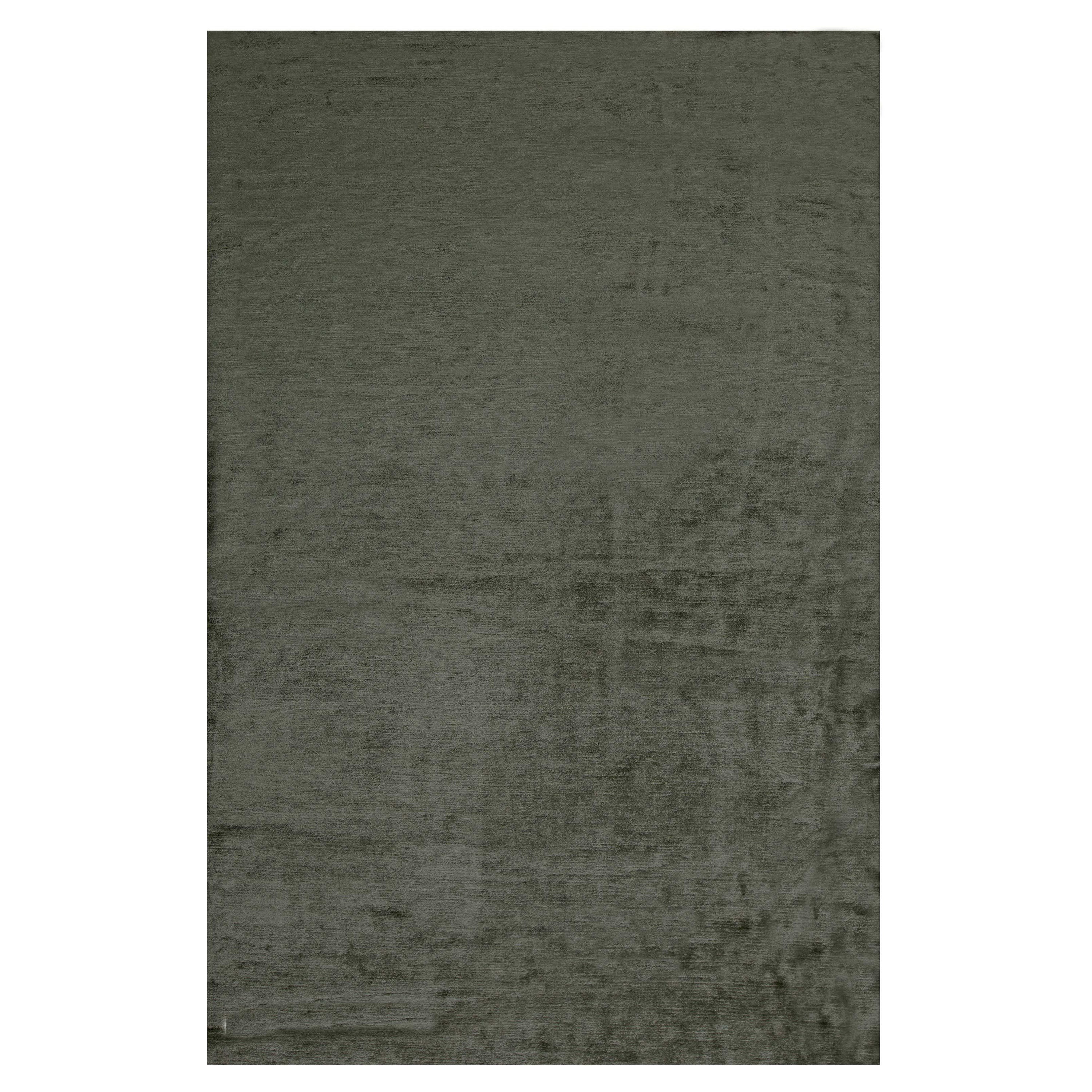 Contemporary Solid Steel Gray Hand Knotted Silk Rug by Doris Leslie Blau For Sale