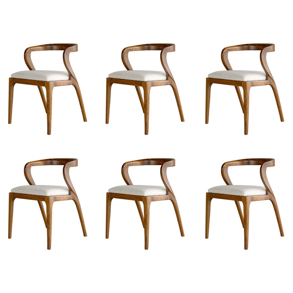 Nana Wooden Dining Chair, No:1, Small, Lagu Selection 'Set of 6' For Sale