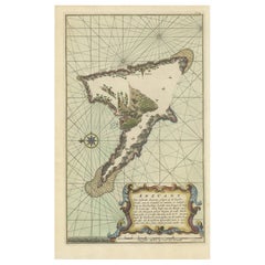 Antique Engraving of the Island Nzwani or Anzuany of the Comoros Islands, 1726