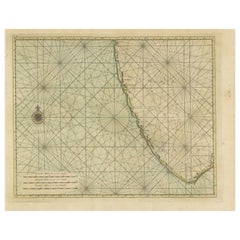 Impression ancienne de la côte malabar d'Inde montrant les établissements VOC, 1726