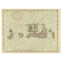 Carte antique originale des îles Banda ou Spice des Indes orientales néerlandaises
