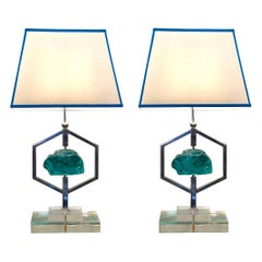 Vintage Fontana Arte Mid-Century Pair of Striking Table Lights Attributed to Max Ingrand