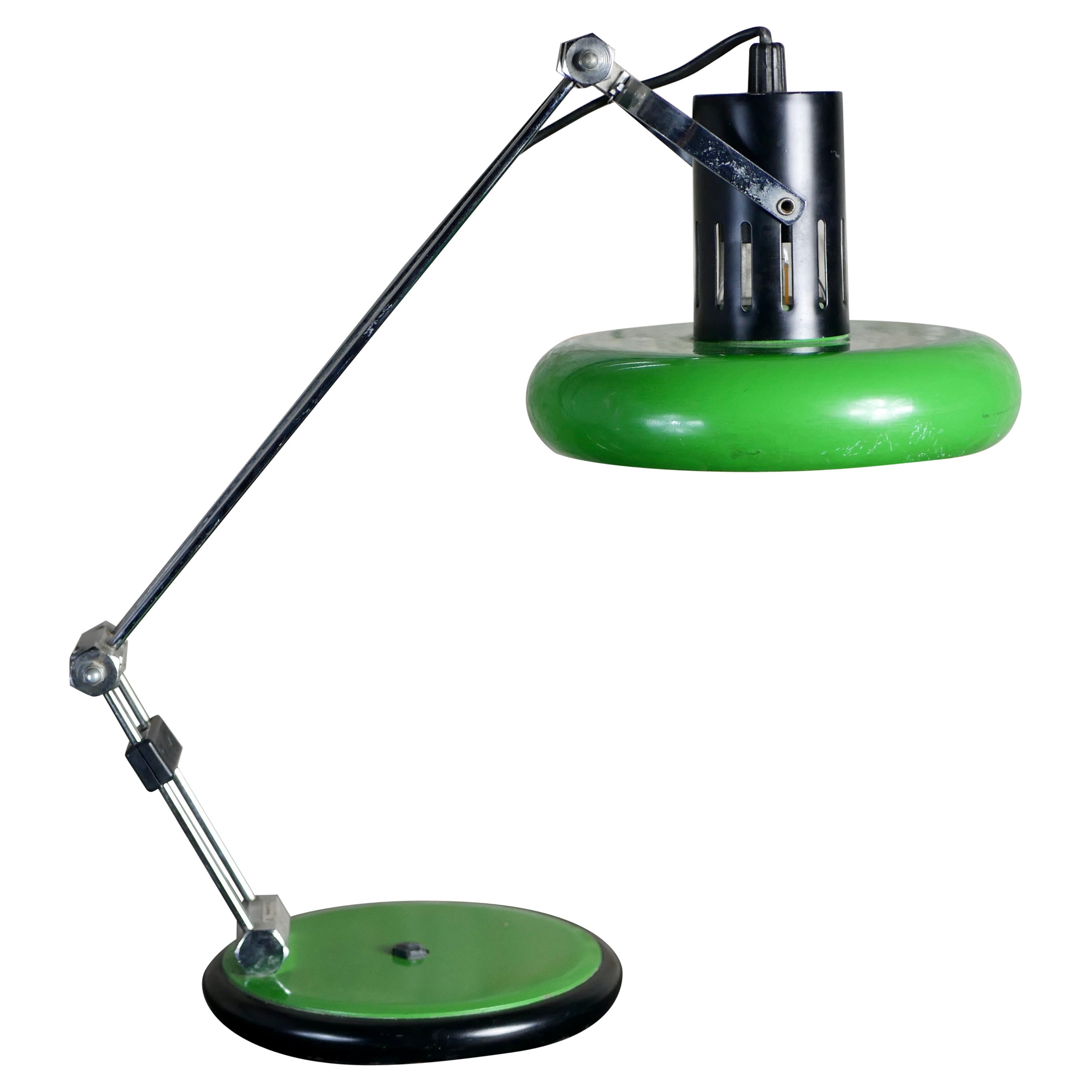 Articulated green desk lamp from Aluminor, France, 1980s