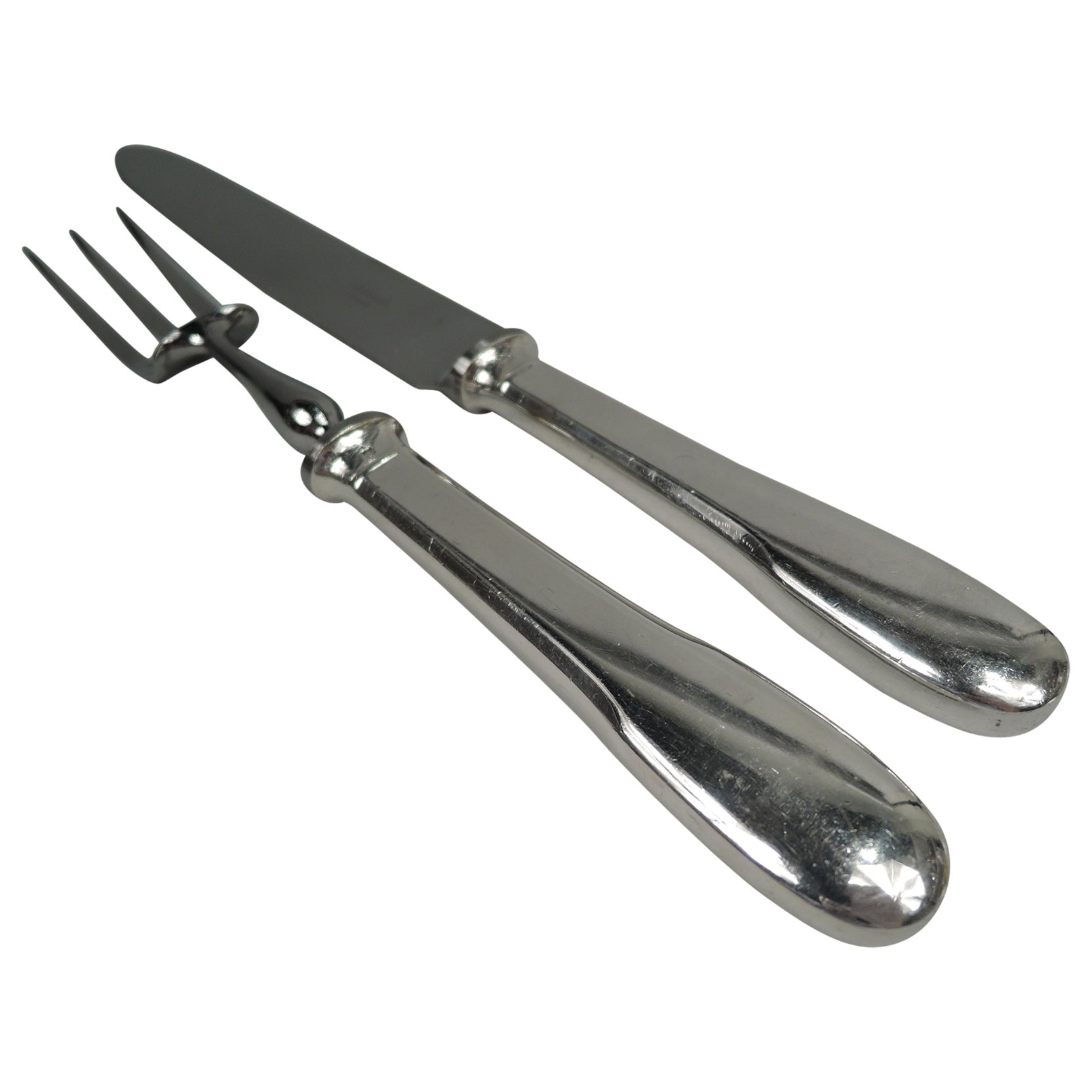 Christofle French Modern Carving Pair with Knife and Fork For Sale