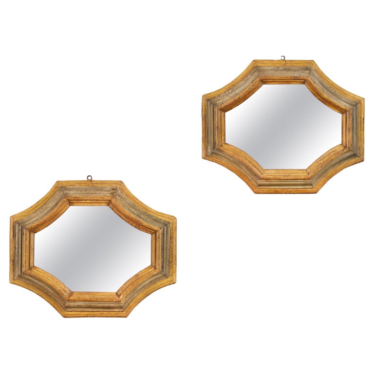 Vintage Gold Frames with Matting and Glass Octagon, wood frames