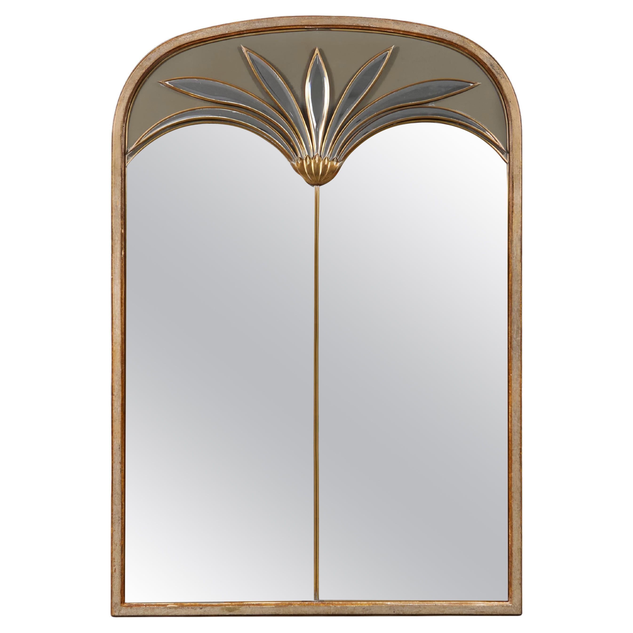 A Palm Fronds Brass and Cut Glass Mirror by Vivai del Sud