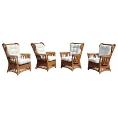 Chaises présidentes sculpturales Wingback des années 1960, lot de 4