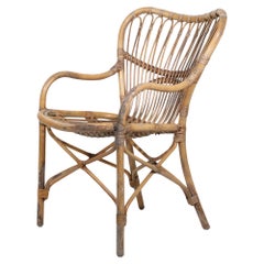Bamboo Arm Chair in the style of  Franco Albini c 1950's