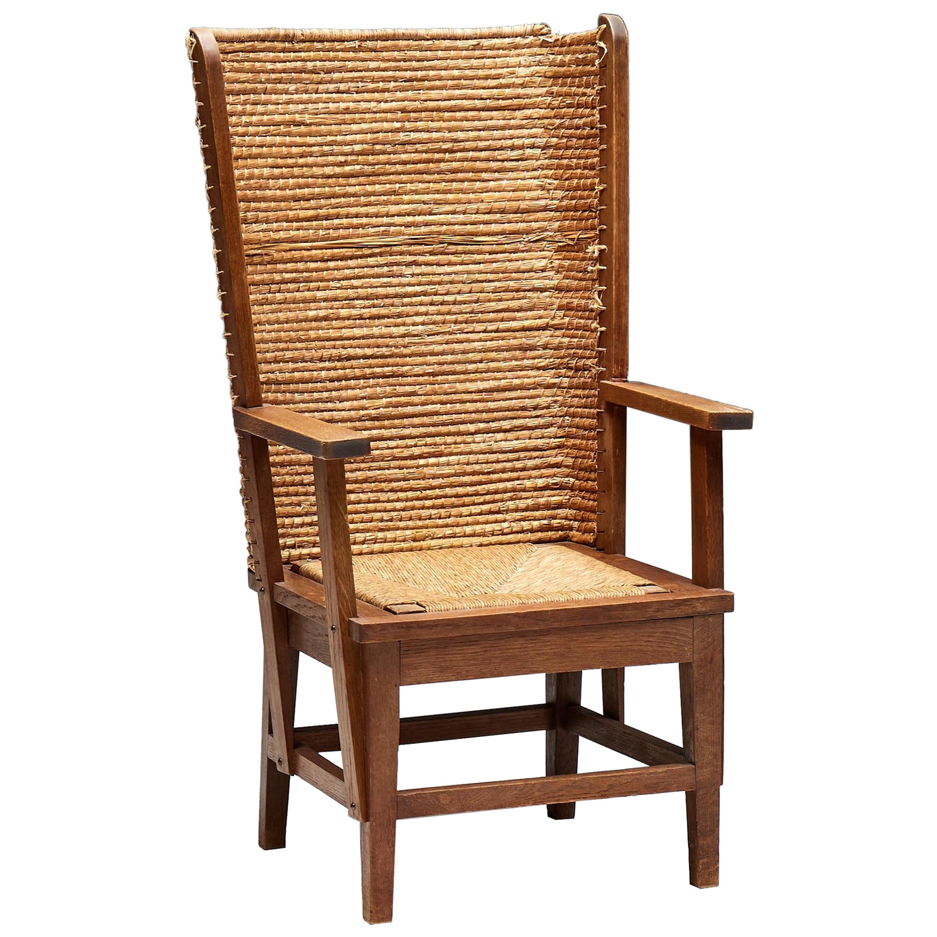 Orkney Chair in Wood and Oat Straw, Scotland, 19th Century For Sale