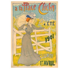 Poster pubblicitario originale antico A La Place Clichy Stagione Moda Parigi