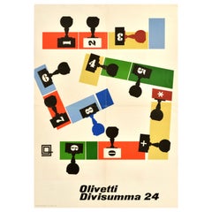 Original Antique Advertising Poster Olivetti Divisumma 24 Calculating Machine