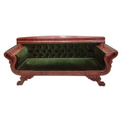 Used Empire Style Mahogany Swan Grecian Sofa Newly Upholstered
