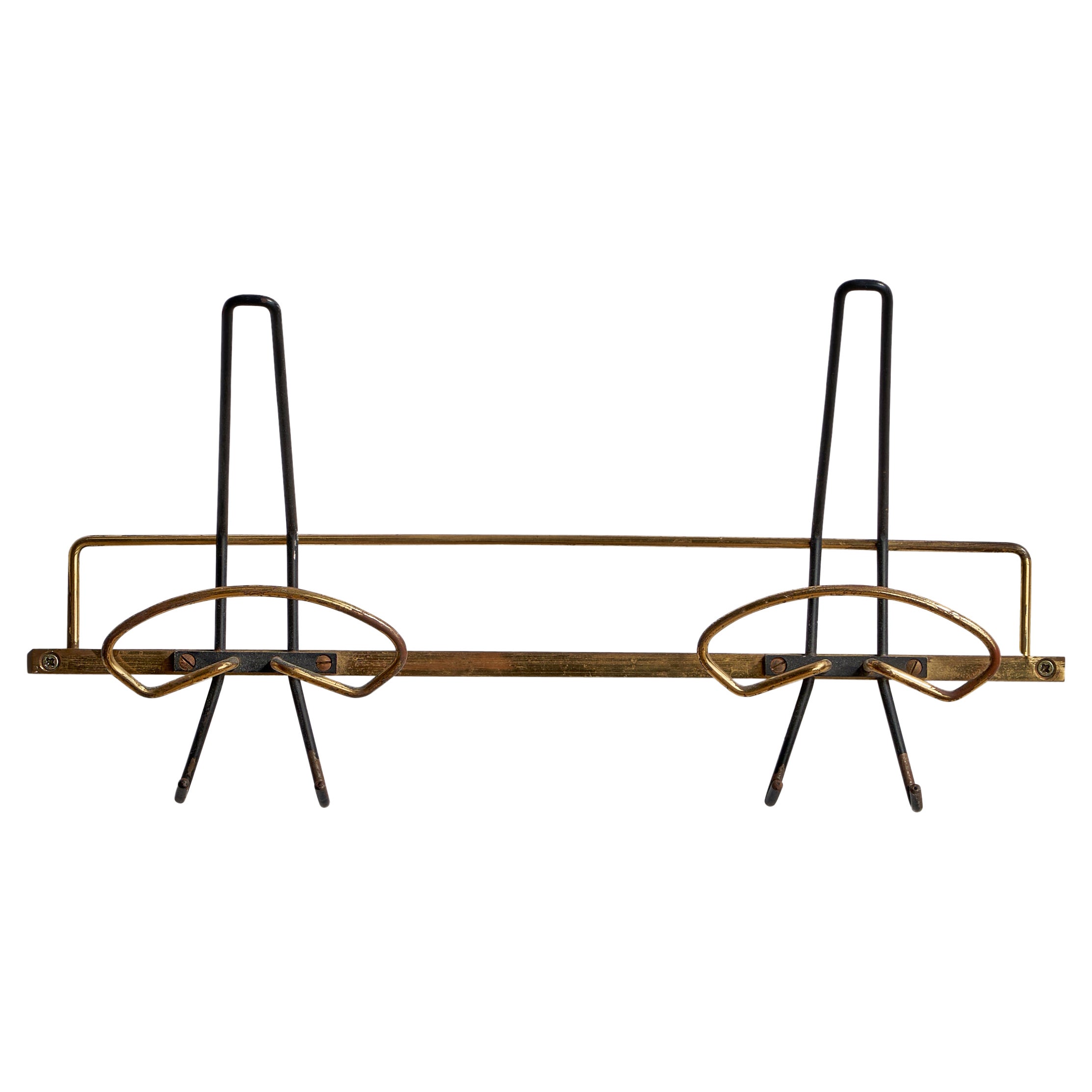 Italian Designer, Coat Rack, Brass, Metal, Italy, 1950s