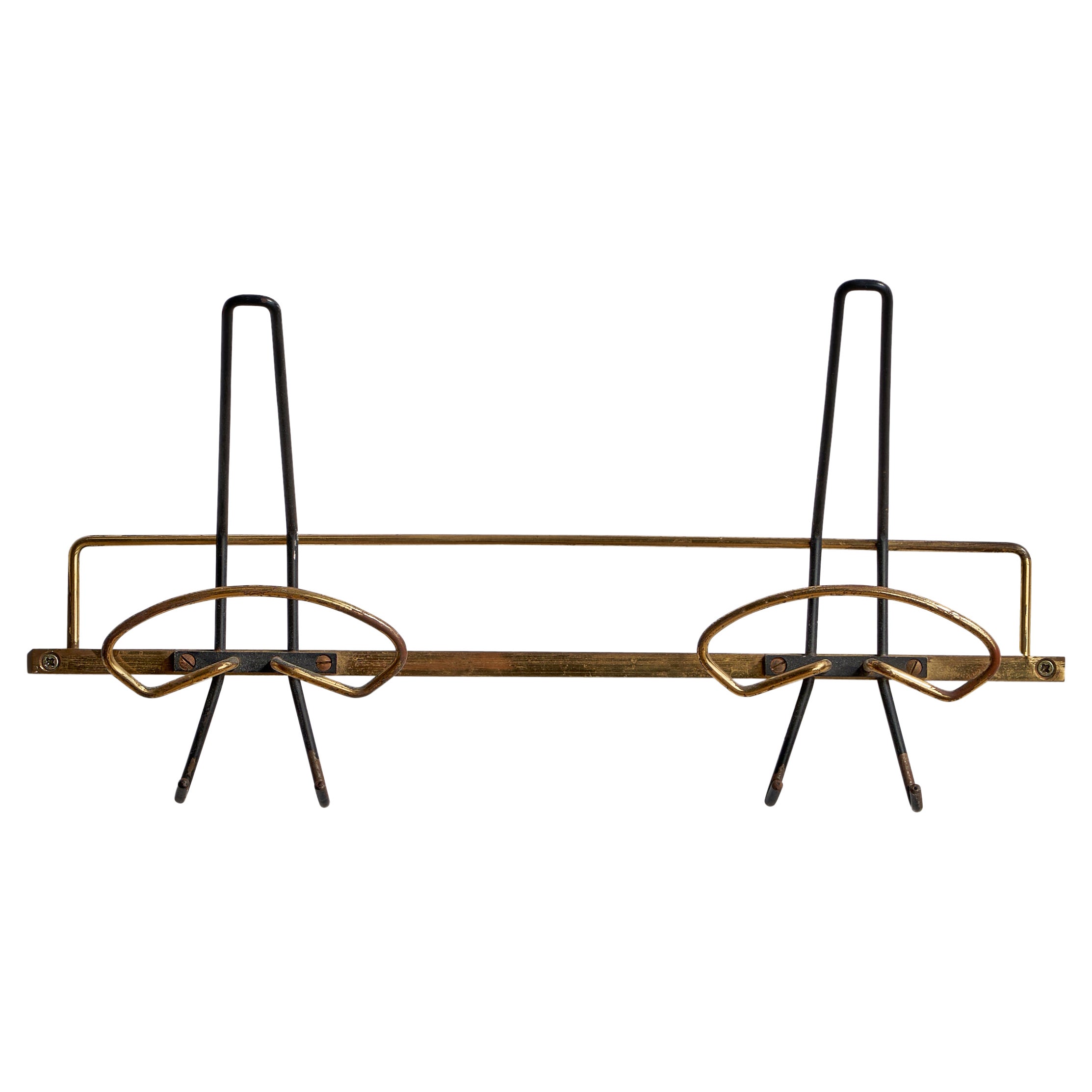 Italian Designer, Coat Rack, Brass, Metal, Italy, 1950s